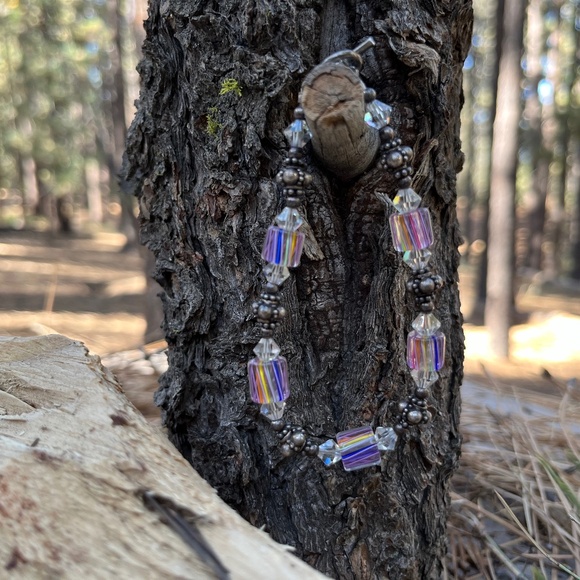 Artisan Murano Glass Crystals Metal Bracelet Vintage - Picture 2 of 6